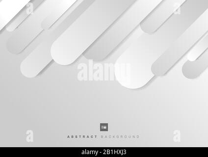 Abstract geometric rounded line gray diagonal dynamic overlapping on white background. Minimal motion design. Vector illustration Stock Vector