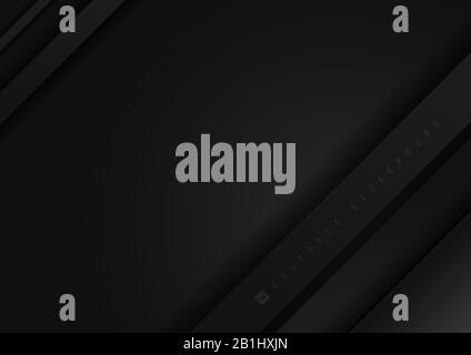 Abstract 3D black layer paper overlay background with space for your text. Vector illustration Stock Vector