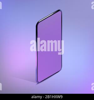 3D isometric realistic colorful smartphone mockup. Template for infographics and UI design. Phone frame with blank display isolated templates. Vector Stock Vector