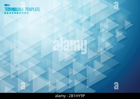 Abstract triangle pattern design of technology artwork on blue background. Use for ad, poster, artwork, template design, print, cover. illustration Stock Vector