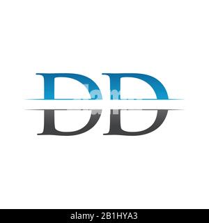 Initial DD Letter Logo Design Vector With Blue and Grey Color. DD Logo Design Stock Vector