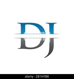 Initial DJ Letter Logo Design Vector With Blue and Grey Color. DJ Logo Design Stock Vector