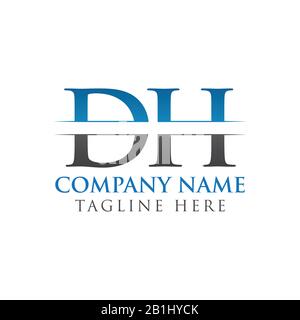 Initial DH Letter Logo Design Vector With Blue and Grey Color. DH Logo Design Stock Vector