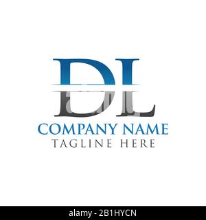 Creative blue letter DL d L logo with leading lines and road concept ...