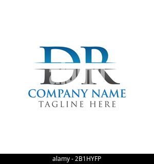Initial DR Letter Logo Design Vector With Blue and Grey Color. DR Logo Design Stock Vector