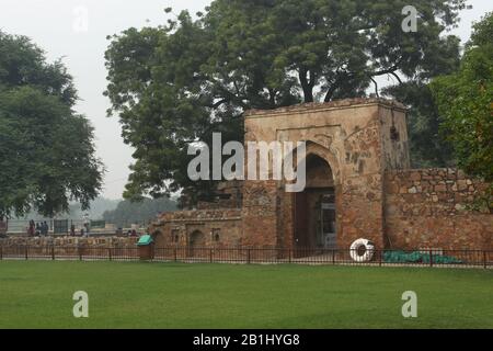 Inside view of main entry gate, Hauz Khas village, Delhi, India Stock Photo