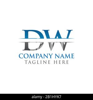 Initial DW Letter Logo Design Vector With Blue and Grey Color. DW Logo Design Stock Vector