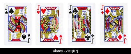 Four Jacks Playing Cards - isolated on white Stock Photo