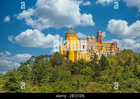 Famous landmark Pena Palace in Sintra, Portugal Stock Photo
