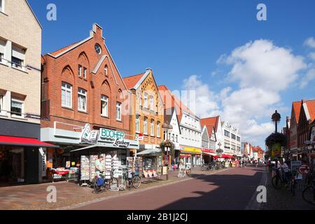 Historic house facades in Langen Strasse, Nienburg an der Weser, Lower Saxony, Germany, Europe Stock Photo