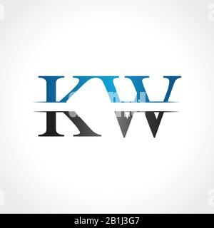 Initial KW letter Logo Design vector Illustration. Abstract Letter KW logo Design Stock Vector