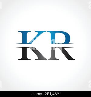 Initial KR letter Logo Design vector Illustration. Abstract Letter KR logo Design Stock Vector