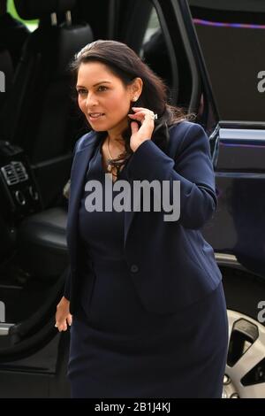 Home Secretary Priti Patel arrives at the National Police Chiefs' Council and Association of Police and Crime Commissioners joint summit, at the Queen Elizabeth II Conference Centre, in London. Stock Photo