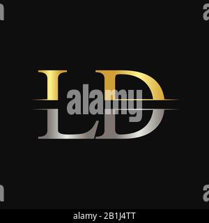 Initial LD letter Logo Design vector Template. Abstract Black Letter LD logo Design Stock Vector