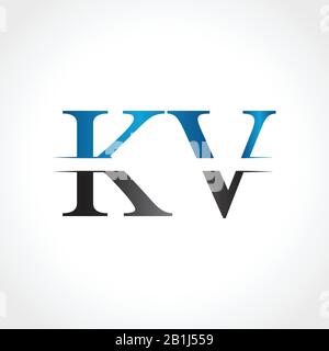 Initial KV letter Logo Design vector Illustration. Abstract Letter KV logo Design Stock Vector