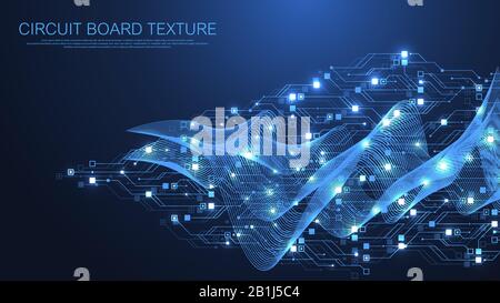 Technology abstract circuit board texture background. High-tech futuristic circuit board banner wallpaper. Digital data. Engineering electronic Stock Vector