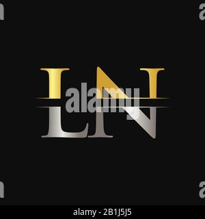 Initial LN letter Logo Design vector Template. Abstract Black Letter LN logo Design Stock Vector