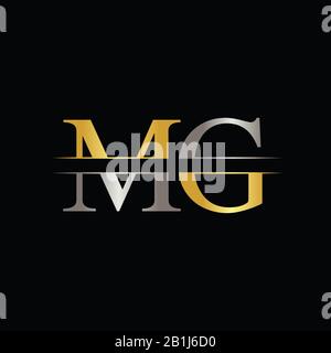 Mg initial logo design monogram isolated on black background • wall  stickers vector, typography, typeface