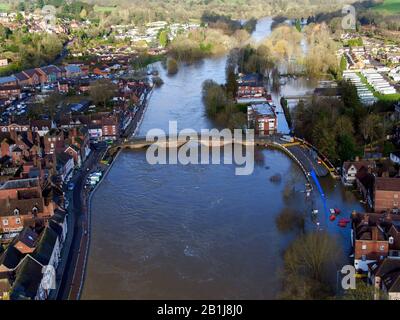 Flooding in Bewdley, Worcestershire, as the River Severn remains high, with warnings of further flooding across the UK. Stock Photo