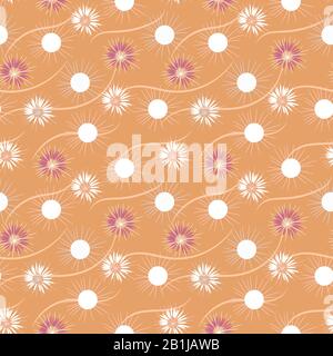 suns and flowers seamless vector pattern Stock Vector