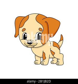 Dog. Cute flat vector illustration in childish cartoon style. Funny character. Isolated on white background Stock Vector