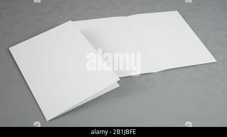 bifold brochure mockup 3d rendering Stock Photo