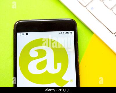 February 26, 2020, Ukraine: In this photo illustration the AccuQuilt logo is seen displayed on a smartphone (Credit Image: © Igor Golovniov/SOPA Images via ZUMA Wire) Stock Photo