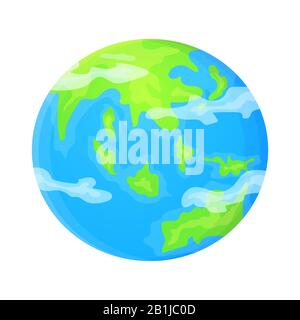 Cartoon Earth planet. Stock vector illustration in flat style isolated on white background. Stock Vector