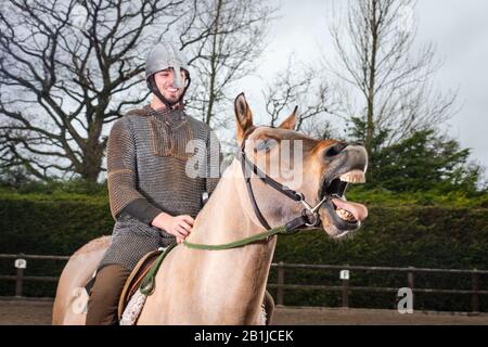 Knight and his horse Stock Photo