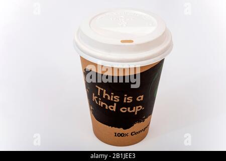 100% compostable coffee cup Stock Photo