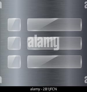 Transparent glass plates on metal background Stock Vector