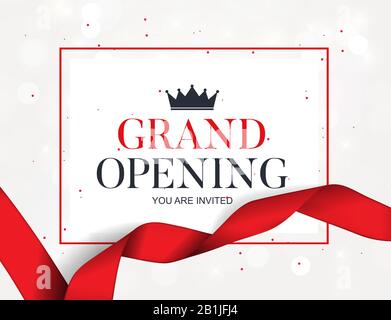 Grand Opening Card with Ribbon Background. Vector Illustration Stock Vector