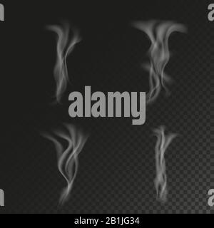 Delicate white cigarette smoke waves on transparent background vector illustration Stock Vector