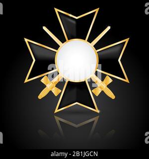 Order with swords. Enameled cross with gold frame Stock Vector