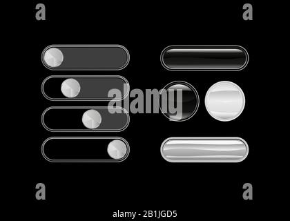 Black interface buttons. Scrolls and sliders Stock Vector