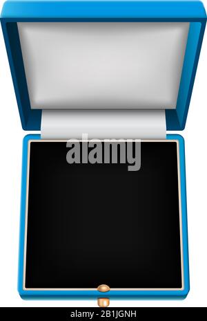 Jewelry gift box. Open blue box Stock Vector