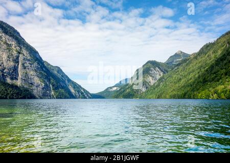 Koenigssee lake with Alp mountains in Konigsee, Berchtesgaden National ...