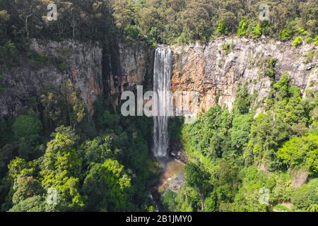 Gold Coast, Australia. 20th Feb, 2020. (EDITOR NOTE: Photo taken with a drone) Waterfall pumping water in heart of the rain forestPurling Brook Falls after a wet week on the Gold Coast Hinterland Credit: SOPA Images Limited/Alamy Live News Stock Photo