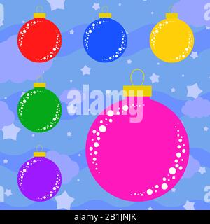 Set of flat colored isolated Christmas tree balls. Stock Vector
