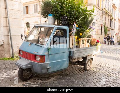 Piaggio Ape truck in Rome, Italy Stock Photo