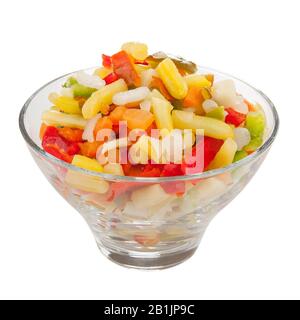 Fresh mixed vegetables in bowl on white. Isolated with clipping path. Stock Photo