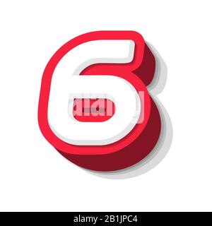 3D bold funny number 6, heavy type for modern super hero monogram, prize logo, comic graphic, fun and cool poster and education game. Extrude style Stock Vector