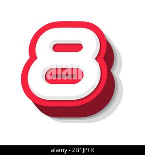 3D bold funny number 8, heavy type for modern super hero monogram, prize logo, comic graphic, fun and cool poster and education game. Extrude style Stock Vector