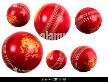 Cricket Balls spinning in motion cut out in a white background Stock Photo