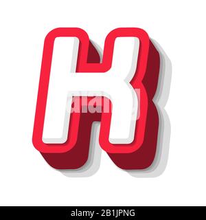 3D bold funny letter K, heavy type for modern super hero monogram, prize logo, comic graphic, fun and cool poster and education game. Extrude style Stock Vector