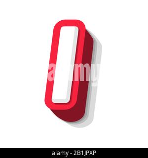 3D bold funny letter I, heavy type for modern super hero monogram, prize logo, comic graphic, fun and cool poster and education game. Extrude style Stock Vector