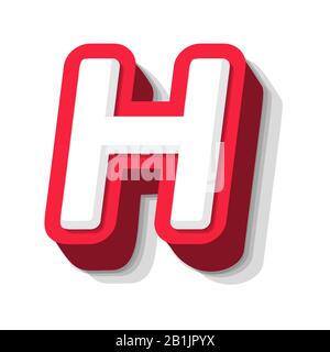 3D bold funny letter H, heavy type for modern super hero monogram, prize logo, comic graphic, fun and cool poster and education game. Extrude style Stock Vector