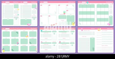 Weekly planner and to do list with cute funny cats,adorable fat pets ...