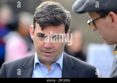 Andy Burnham, former Labour MP and now Mayor of Manchester, in Westminster to lobby Government about the safety of cladding on high-rise accommodation Stock Photo