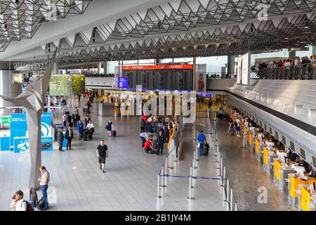 Frankfurt, Germany – May 27, 2018: Terminal 1 Hall B at Frankfurt airport (FRA) in Germany. Stock Photo